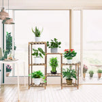 NOVEDEN Wood Plant Stand Indoor Outdoor (3 Tiers 7 Potted Ladder) NE-PS-100-YT - Home & Garden > Decor