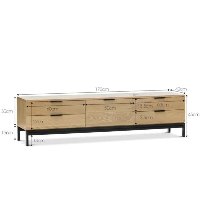 Oak Entertainment Unit - Natural - Furniture > Living Room