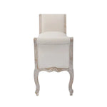 Oak Wood Linen Fabric Beige White Washed Finish Bench Chair - Furniture > Bar Stools & Chairs