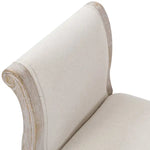Oak Wood Linen Fabric Beige White Washed Finish Bench Chair - Furniture > Bar Stools & Chairs