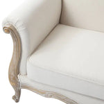 Oak Wood White Washed Finish Rolled Armrest 2 Seater Sofa Linen Fabric - Furniture > Sofas