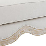 Oak Wood White Washed Finish Rolled Armrest 2 Seater Sofa Linen Fabric - Furniture > Sofas