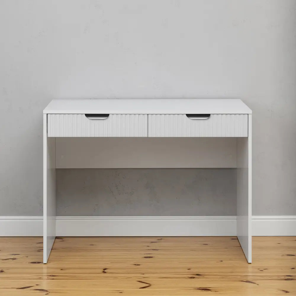 ODESSA DESK - WHITE - FLUTED - PULL BLACK - Furniture > Office > Desks