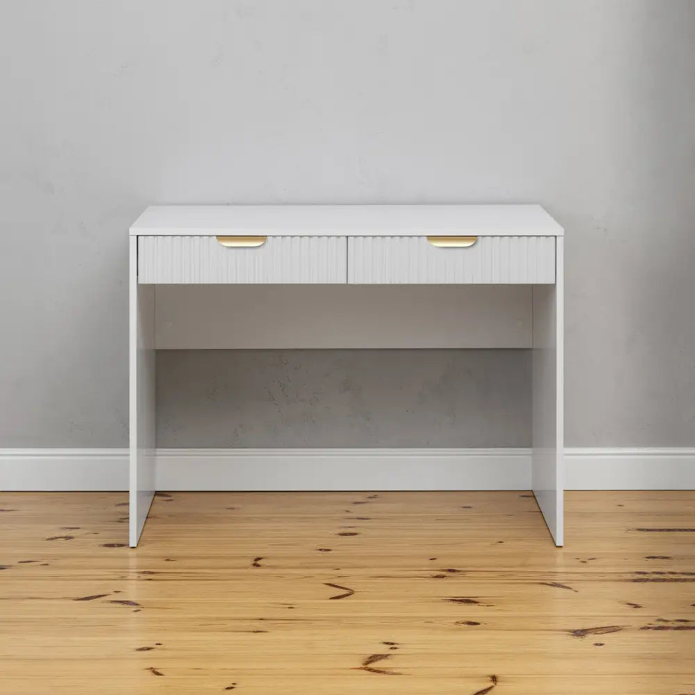 ODESSA DESK - WHITE - FLUTED - PULL BRASS - Furniture > Office > Desks