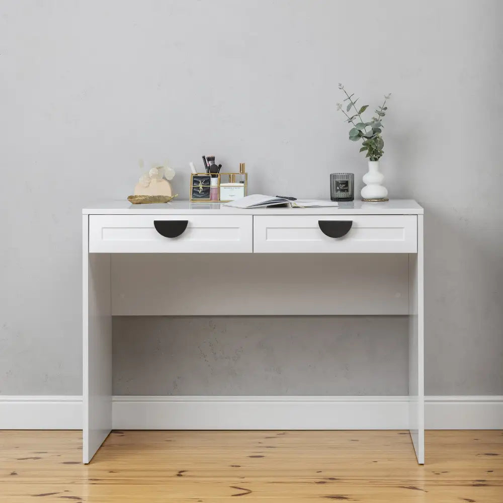 ODESSA DESK - WHITE - HAMPTONS - HALF MOON BLACK - Furniture > Office > Desks