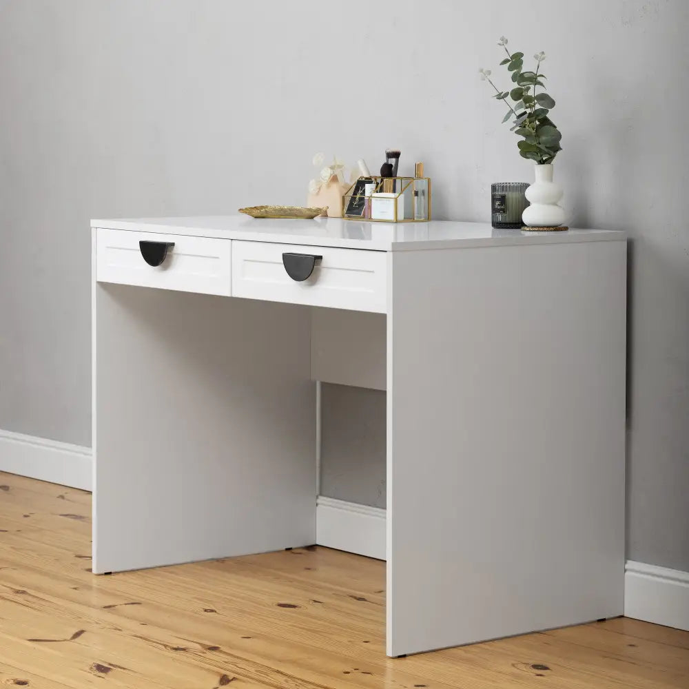 ODESSA DESK - WHITE - HAMPTONS - HALF MOON BLACK - Furniture > Office > Desks