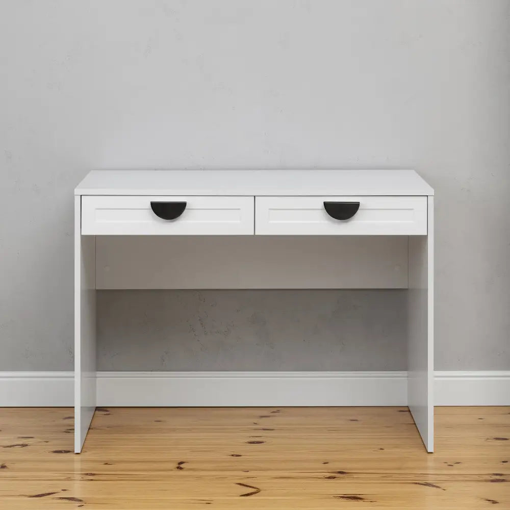 ODESSA DESK - WHITE - HAMPTONS - HALF MOON BLACK - Furniture > Office > Desks