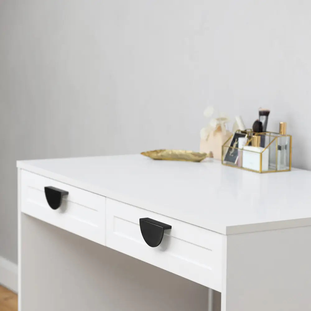 ODESSA DESK - WHITE - HAMPTONS - HALF MOON BLACK - Furniture > Office > Desks