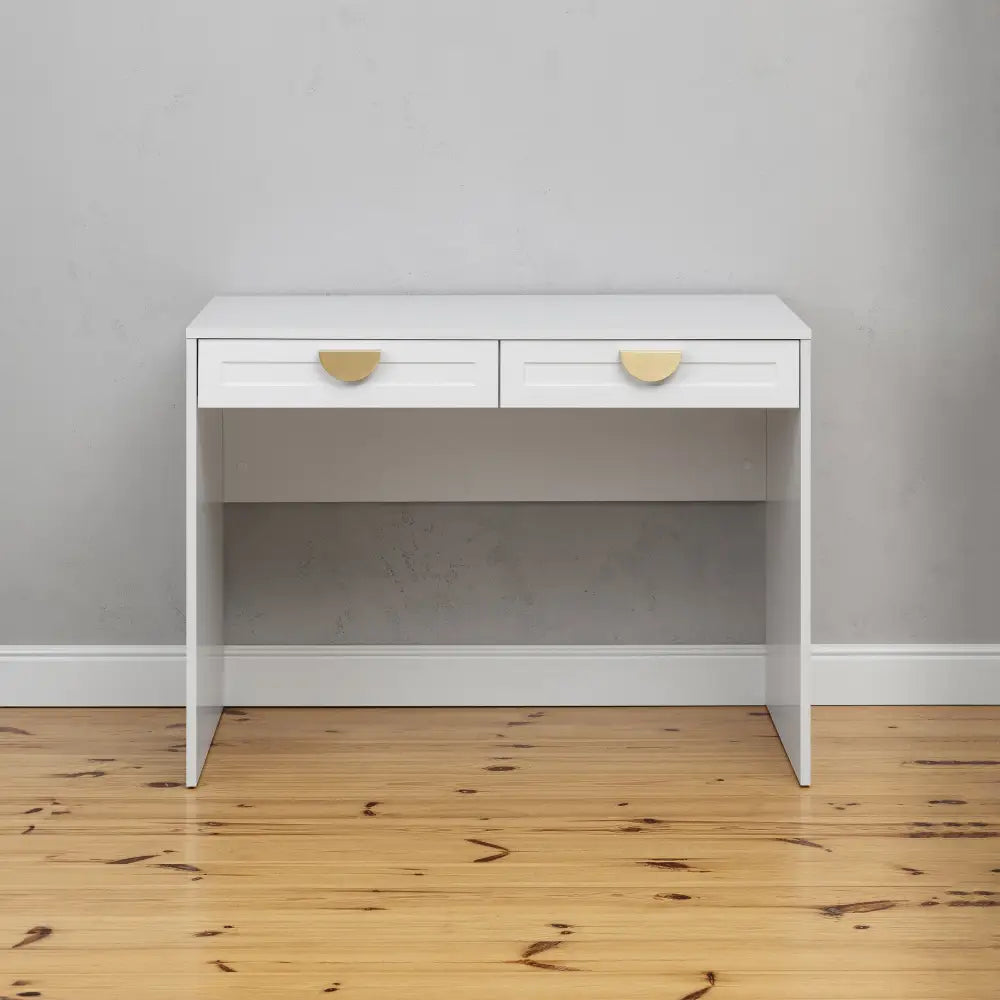ODESSA DESK - WHITE - HAMPTONS - HALF MOON BRASS - Furniture > Office > Desks