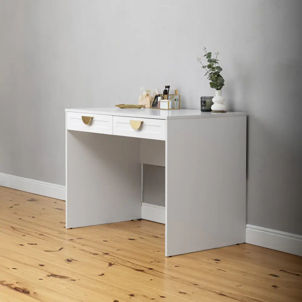 ODESSA DESK - WHITE - HAMPTONS - HALF MOON BRASS - Furniture > Office > Desks
