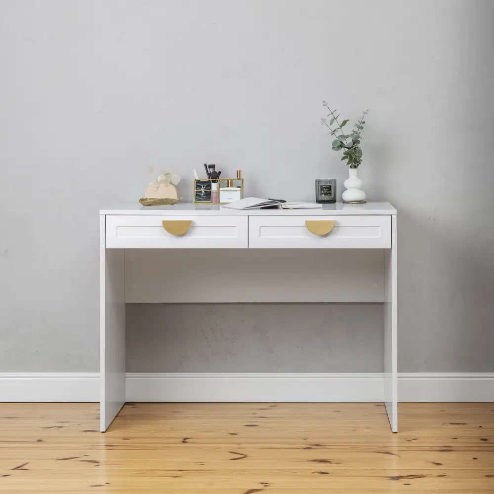 ODESSA DESK - WHITE - HAMPTONS - HALF MOON BRASS - Furniture > Office > Desks