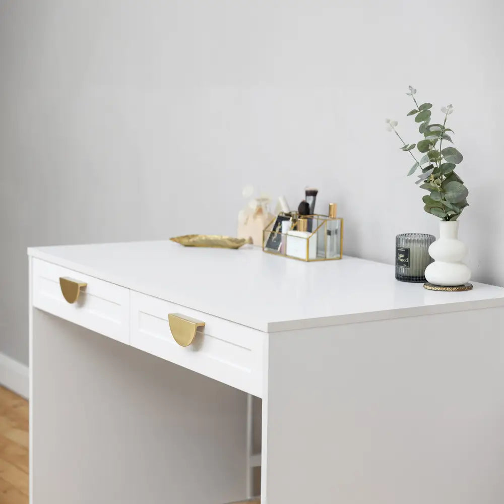 ODESSA DESK - WHITE - HAMPTONS - HALF MOON BRASS - Furniture > Office > Desks