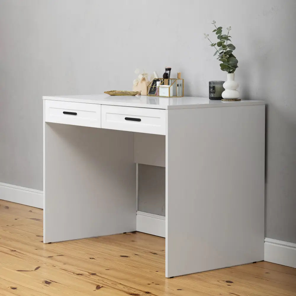 ODESSA DESK - WHITE - HAMPTONS - OVAL BLACK - Furniture > Office > Desks