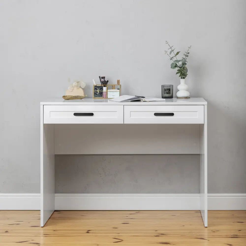 ODESSA DESK - WHITE - HAMPTONS - OVAL BLACK - Furniture > Office > Desks