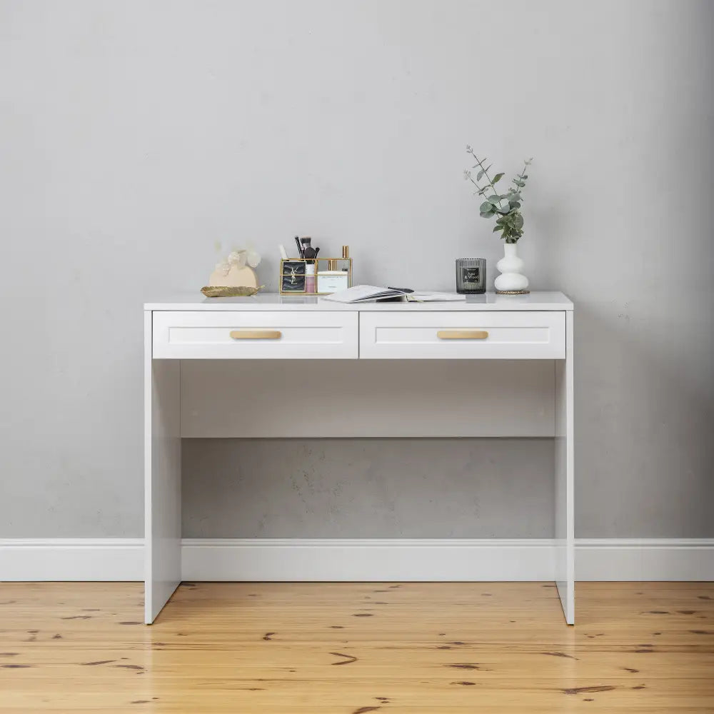 ODESSA DESK - WHITE - HAMPTONS - OVAL BRASS - Furniture > Office > Desks
