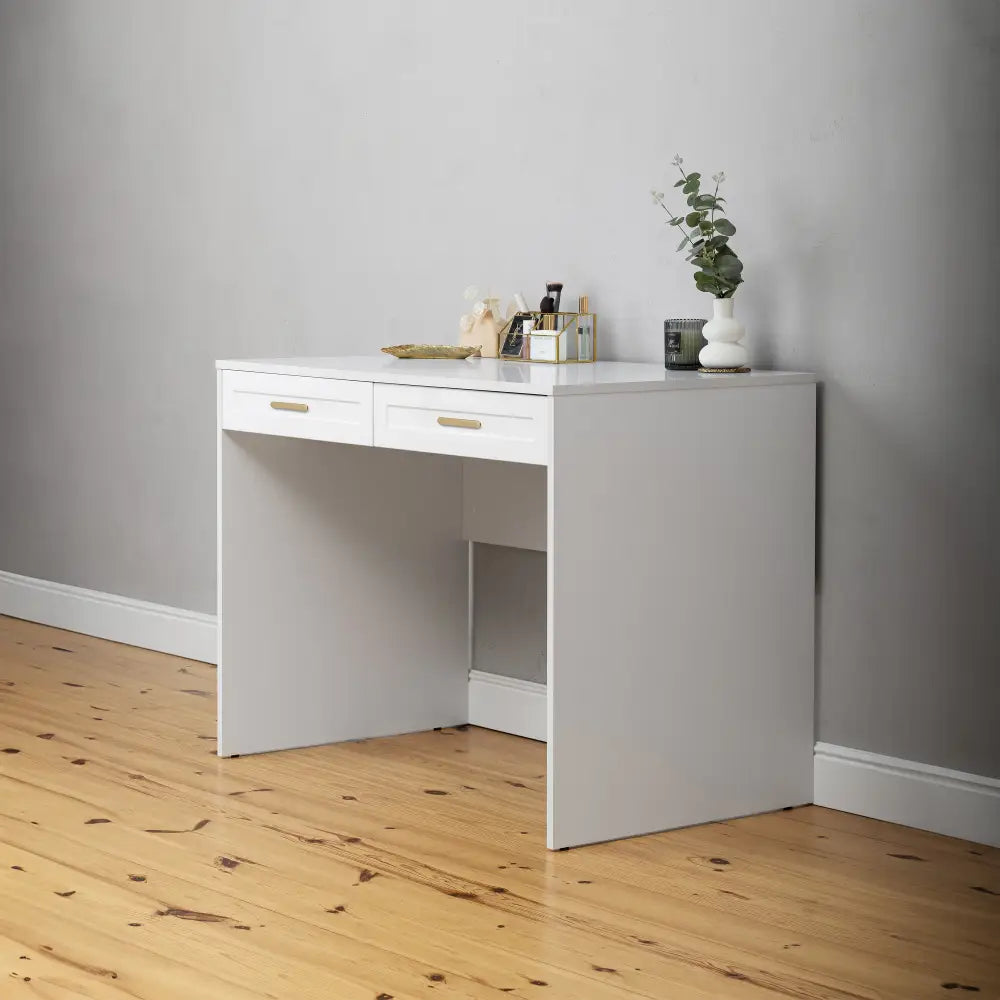 ODESSA DESK - WHITE - HAMPTONS - OVAL BRASS - Furniture > Office > Desks
