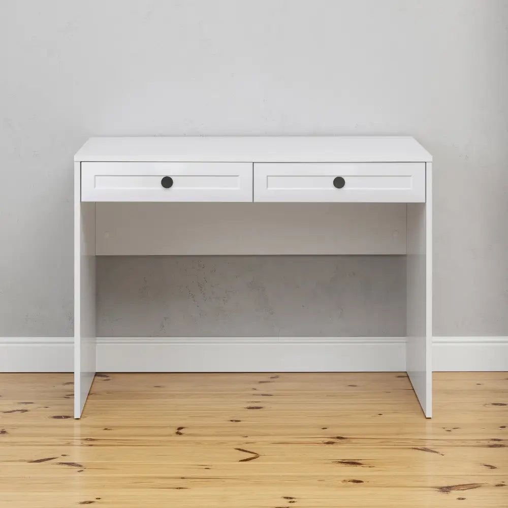 ODESSA DESK - WHITE - HAMPTONS - ROUND BLACK - Furniture > Office > Desks