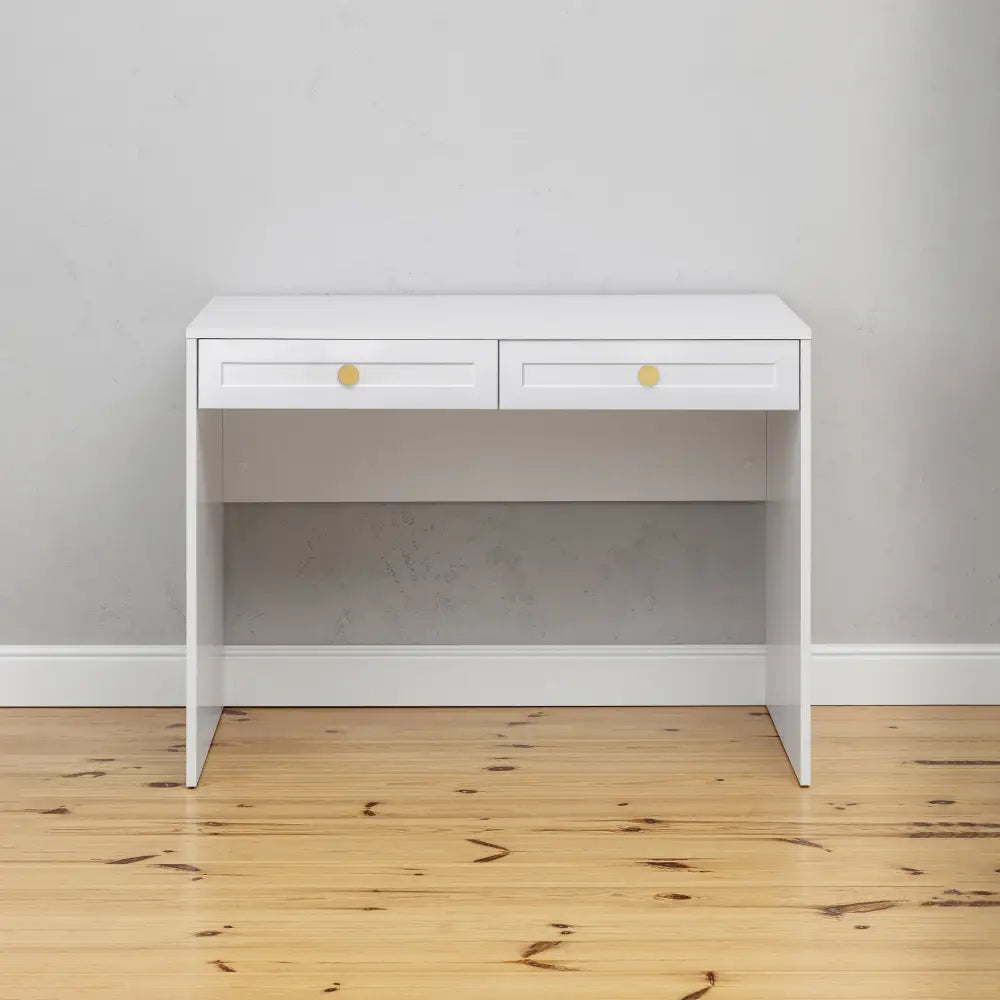 ODESSA DESK - WHITE - HAMPTONS - ROUND BRASS - Furniture > Office > Desks