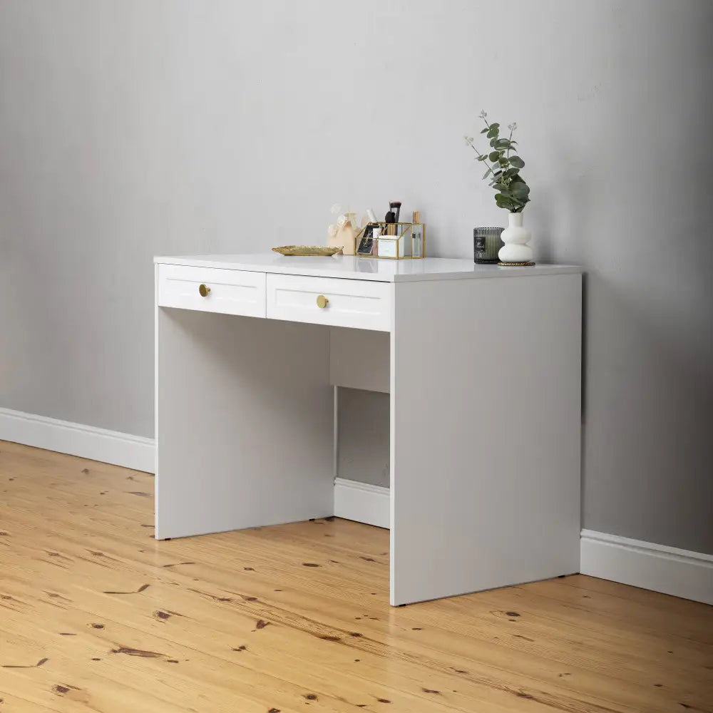 ODESSA DESK - WHITE - HAMPTONS - ROUND BRASS - Furniture > Office > Desks