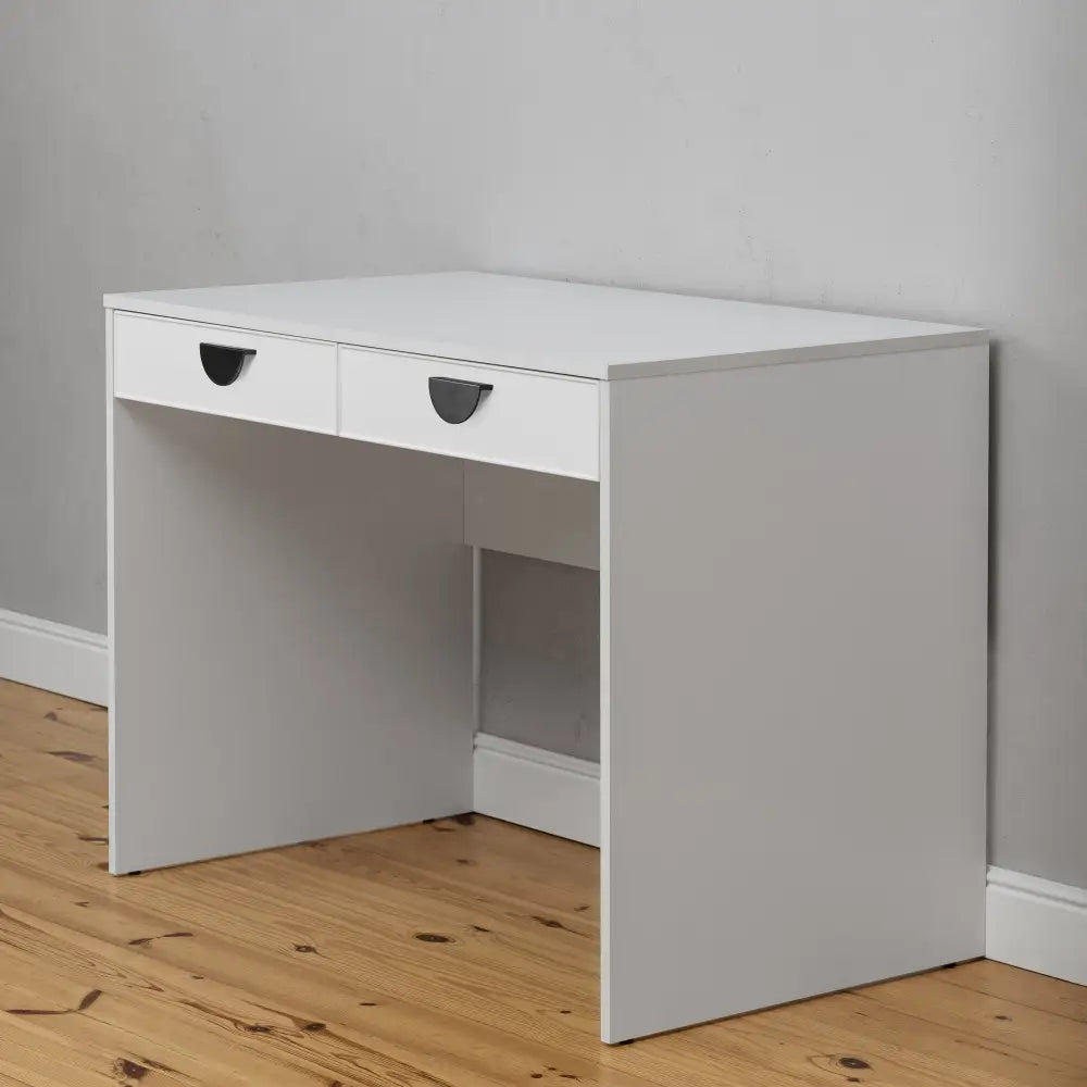 ODESSA DESK - WHITE - SLIM - HALF MOON BLACK - Furniture > Office > Desks