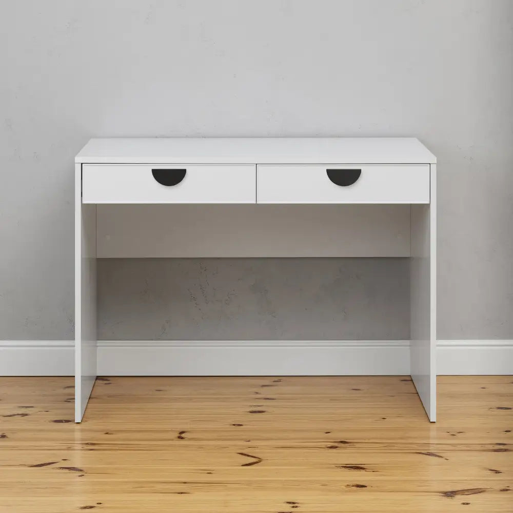 ODESSA DESK - WHITE - SLIM - HALF MOON BLACK - Furniture > Office > Desks