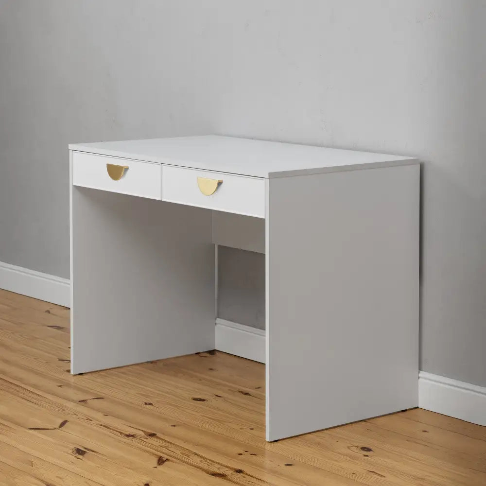 ODESSA DESK - WHITE - SLIM - HALF MOON BRASS - Furniture > Office > Desks