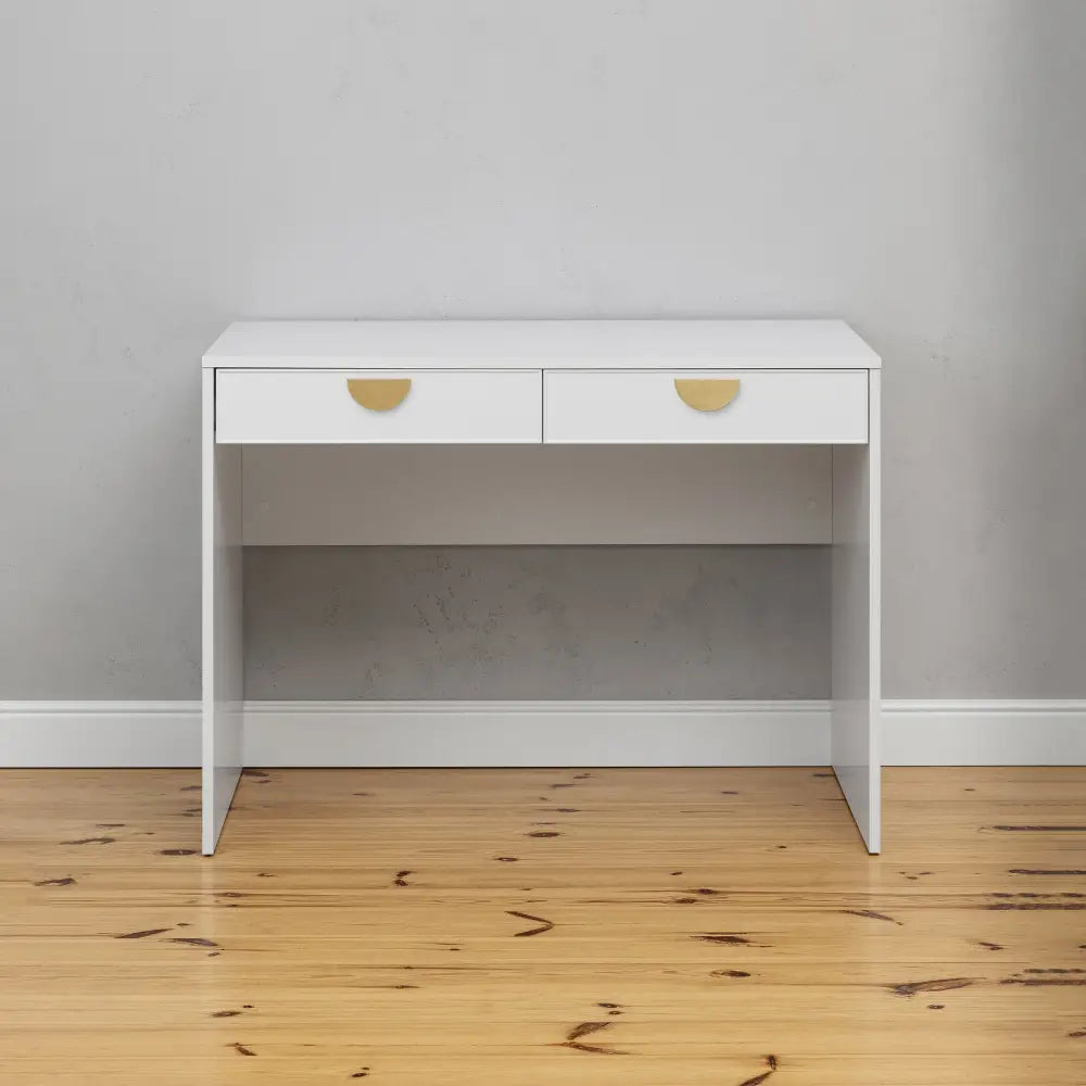 ODESSA DESK - WHITE - SLIM - HALF MOON BRASS - Furniture > Office > Desks