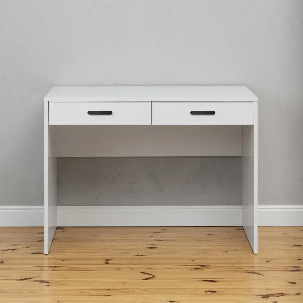 ODESSA DESK - WHITE - SLIM - OVAL BLACK - Furniture > Office > Desks