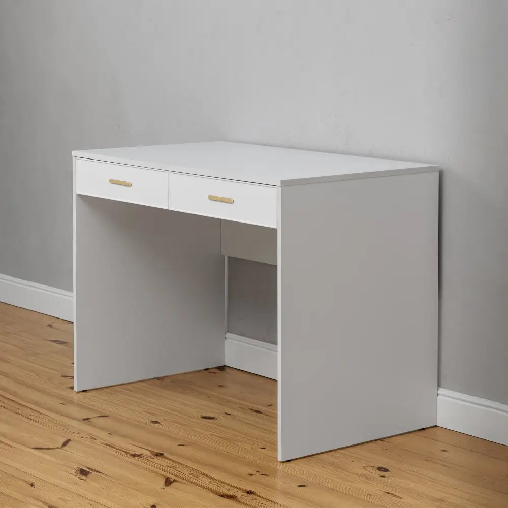 ODESSA DESK - WHITE - SLIM - OVAL BRASS - Furniture > Office > Desks