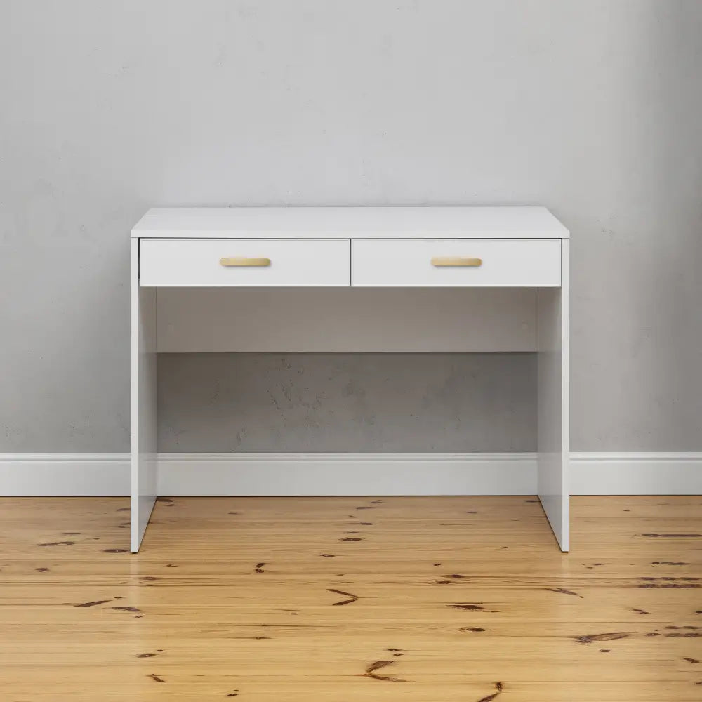 ODESSA DESK - WHITE - SLIM - OVAL BRASS - Furniture > Office > Desks