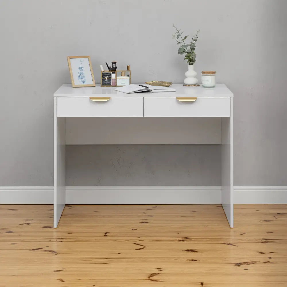 ODESSA DESK - WHITE - SLIM - PULL BRASS - Furniture > Office > Desks