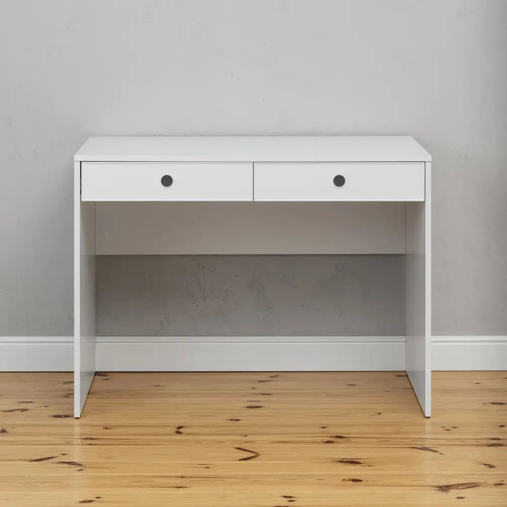 ODESSA DESK - WHITE - SLIM - ROUND BLACK - Furniture > Office > Desks