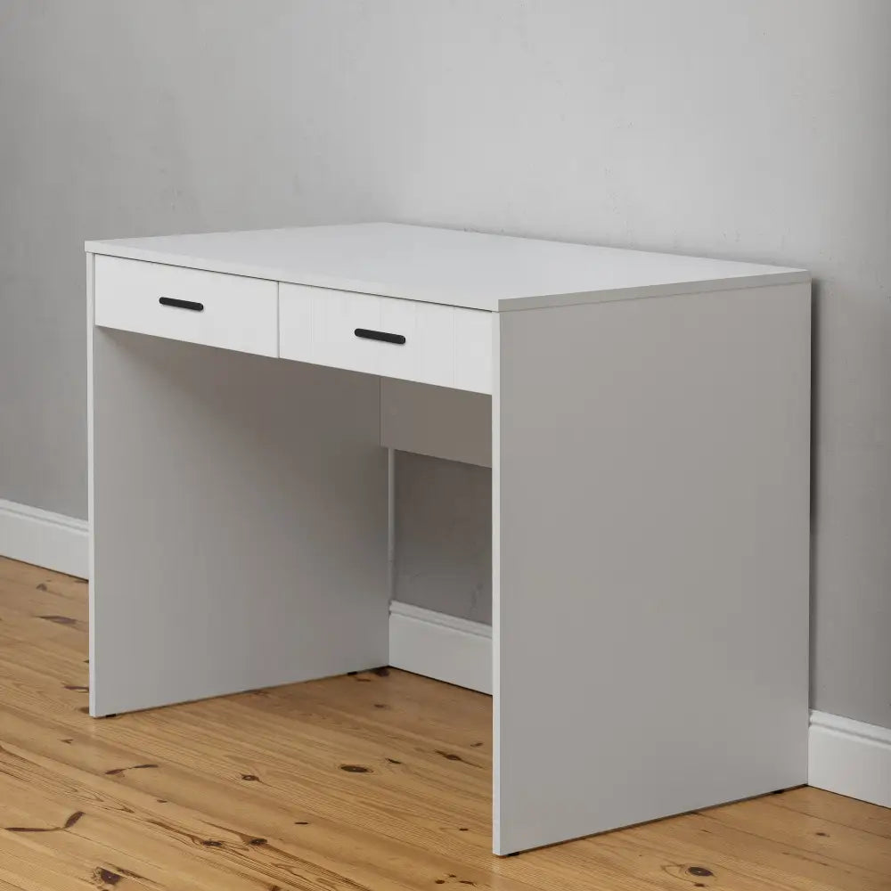 ODESSA DESK - WHITE - VJ PANEL - OVAL BLACK - Furniture > Office > Desks