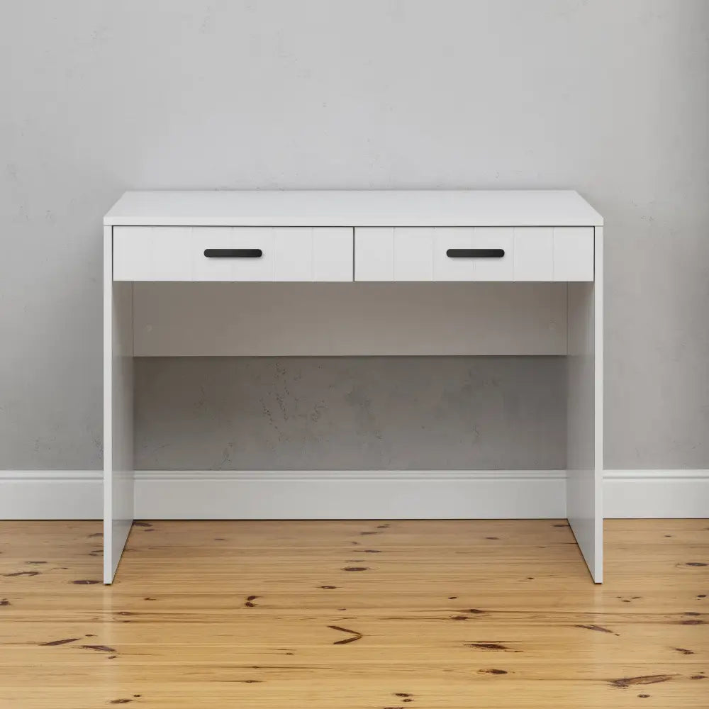 ODESSA DESK - WHITE - VJ PANEL - OVAL BLACK - Furniture > Office > Desks