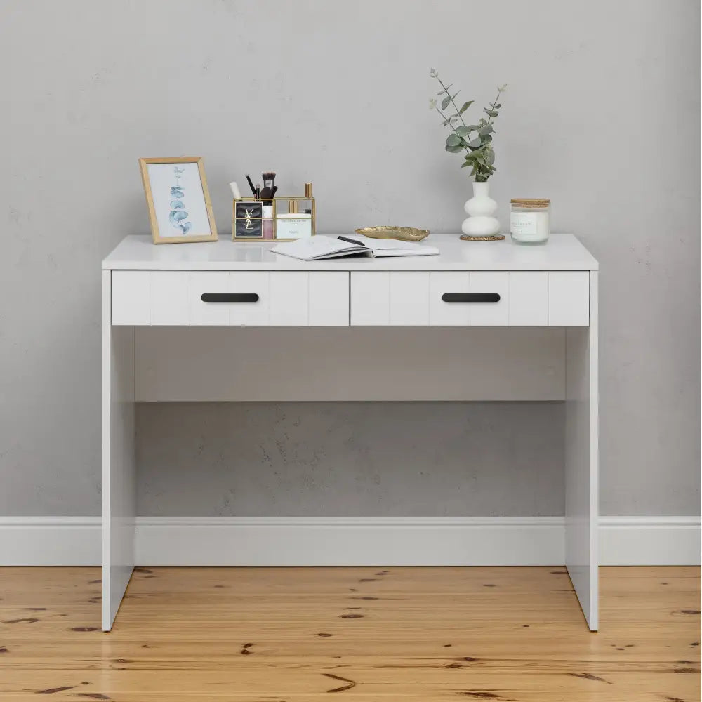 ODESSA DESK - WHITE - VJ PANEL - OVAL BLACK - Furniture > Office > Desks