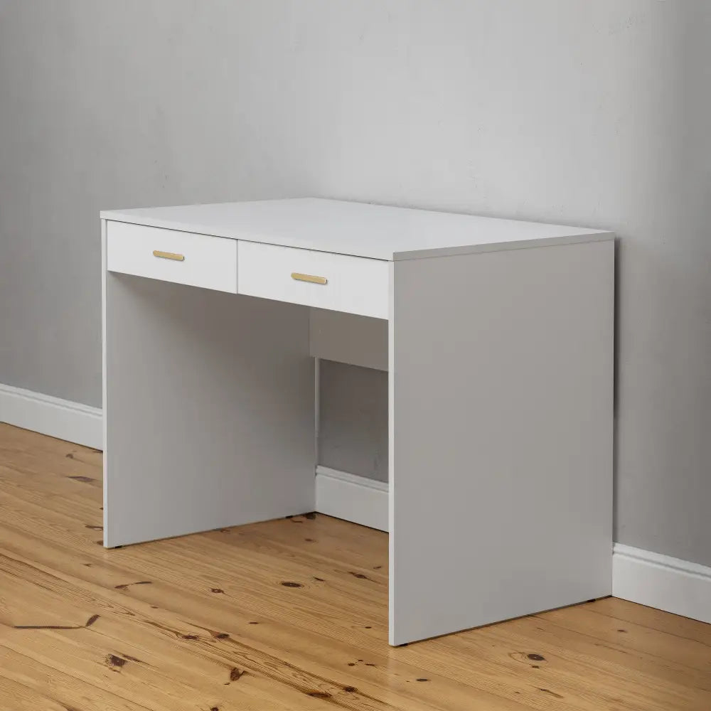 ODESSA DESK - WHITE - VJ PANEL - OVAL BRASS - Furniture > Office > Desks