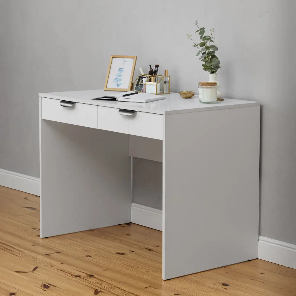 ODESSA DESK - WHITE - VJ PANEL - PULL BLACK - Furniture > Office > Desks