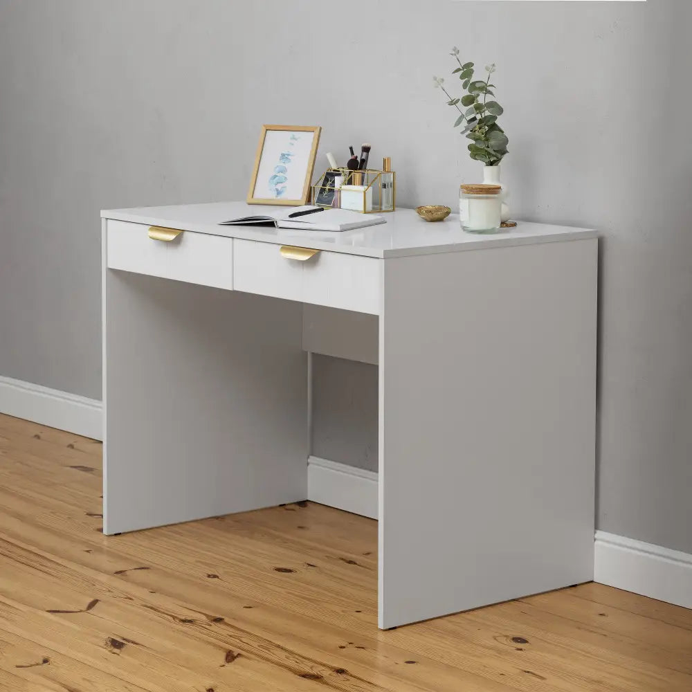 ODESSA DESK - WHITE - VJ PANEL - PULL BRASS - Furniture > Office > Desks
