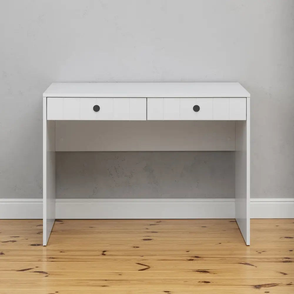 ODESSA DESK - WHITE - VJ PANEL - ROUND BLACK - Furniture > Office > Desks