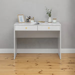 ODESSA DESK - WHITE - VJ PANEL - ROUND BRASS - Furniture > Office > Desks