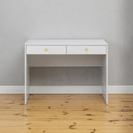 ODESSA DESK - WHITE - VJ PANEL - ROUND BRASS - Furniture > Office > Desks
