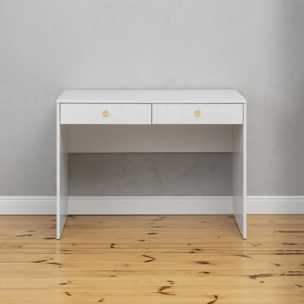 ODESSA DESK - WHITE - VJ PANEL - ROUND BRASS - Furniture > Office > Desks