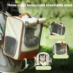 Off-white Large Capacity Breathable Foldable Pet Trolley - Travel Cat Carrier with Wheels Portable Spacious