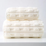 Off White Thickened Coral Fleece Towel Set Large Bath Towel & Face Towel Combo Soft & Absorbent Towels for Home