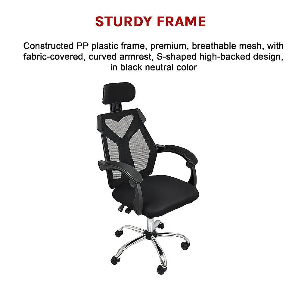Office Chair Gaming Computer Chairs Mesh Back Foam Seat - Black - Furniture > Office