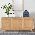 Olearia Buffet Table 150cm 3 Door Solid Mango Wood Storage Natural - Furniture > Living Room