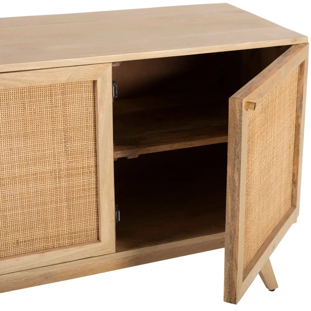 Olearia Buffet Table 150cm 3 Door Solid Mango Wood Storage Natural - Furniture > Living Room