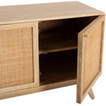 Olearia Buffet Table 150cm 3 Door Solid Mango Wood Storage Natural - Furniture > Living Room