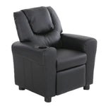 Oliver Kids Recliner Chair Sofa Children Lounge Couch PU Armchair - Black - Furniture > Sofas