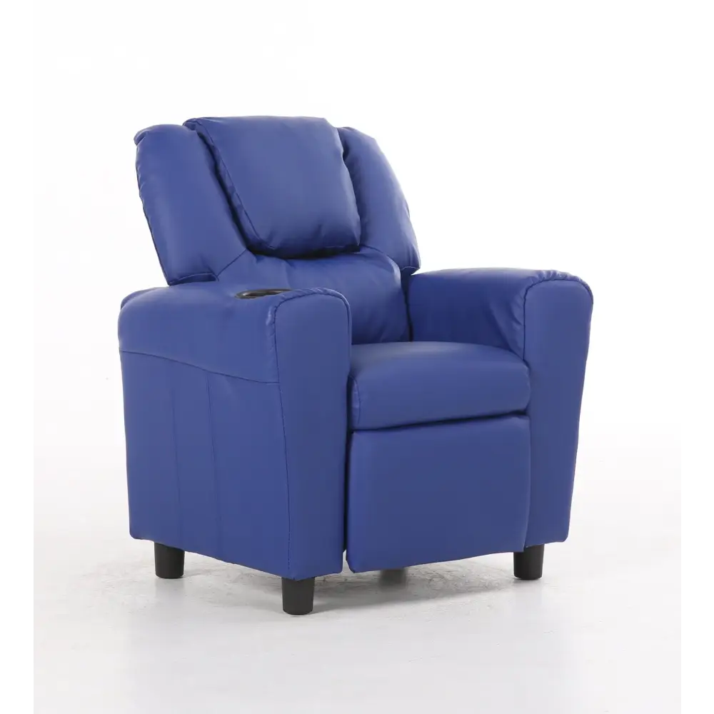 Oliver Kids Recliner Chair Sofa Children Lounge Couch PU Armchair - Blue - Furniture > Sofas